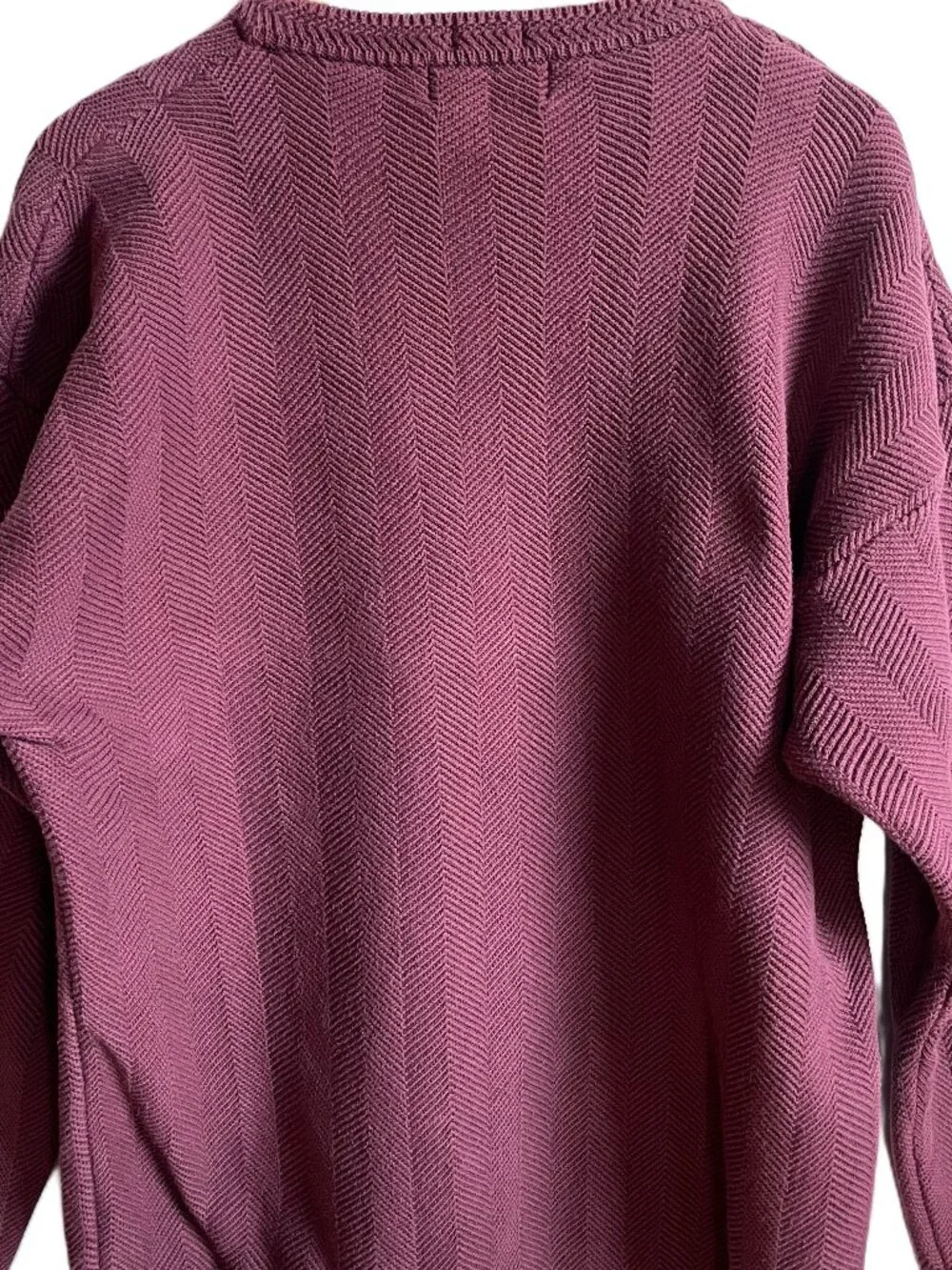 Vtg Chaps Ralph Lauren Herringbone Cotton Pullover Crewneck Sweater XL Burgundy